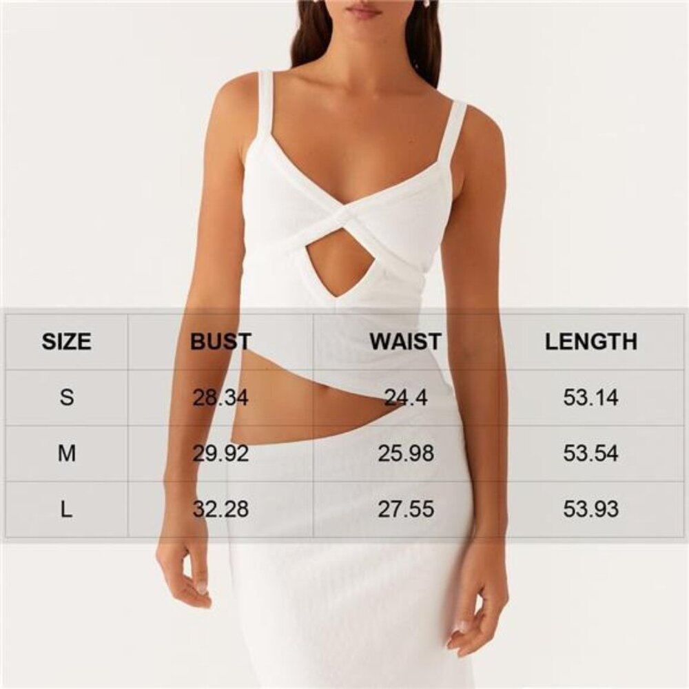 Women Sexy Maxi Dress Cut Out White - Picture 7 of 7